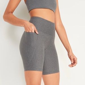 High Waist Powersoft Biker Shorts Heather Grey